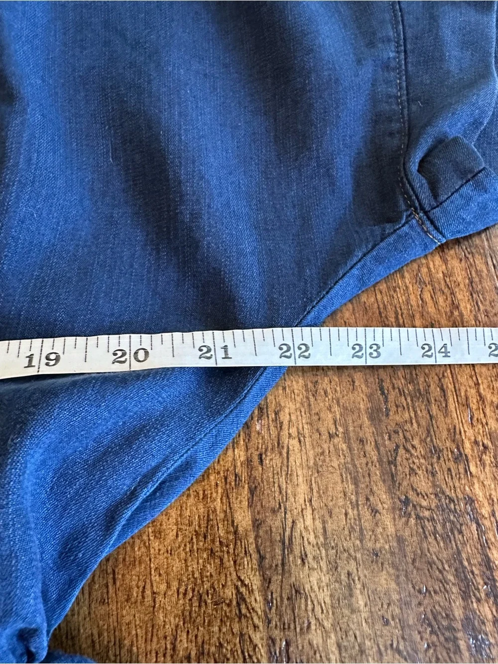 Democracy | Shirttail Hem Peplum Patch Pocket Shirt in Indigo, Size M